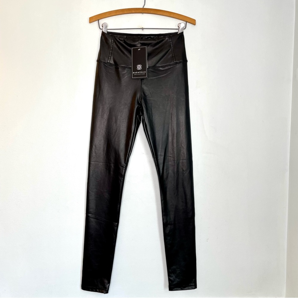 SOLD Bagatelle Faux Leather Leggings Women’s XS Full Length Black Vegan - Picture 3 of 15